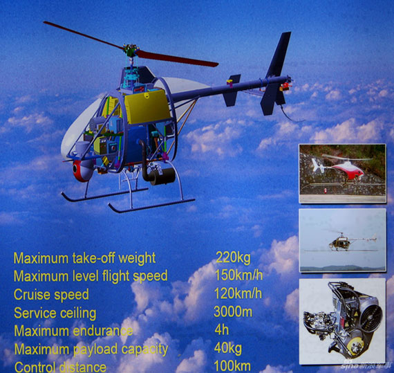 中国航空企业在新加坡航展上公开国产U-8E无人直升机性能参数