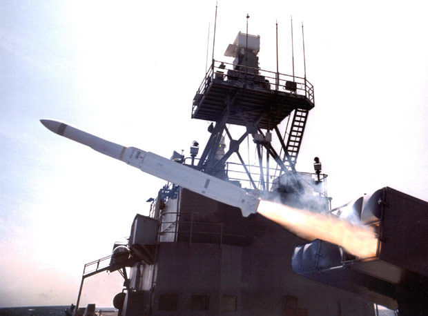 Evolved SeaSparrow Missile (ESSM) shortly after leaving launcher