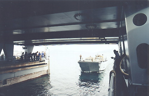 Ship entering the well dock of LSD Foudre Class Landing Platform Docks vessel